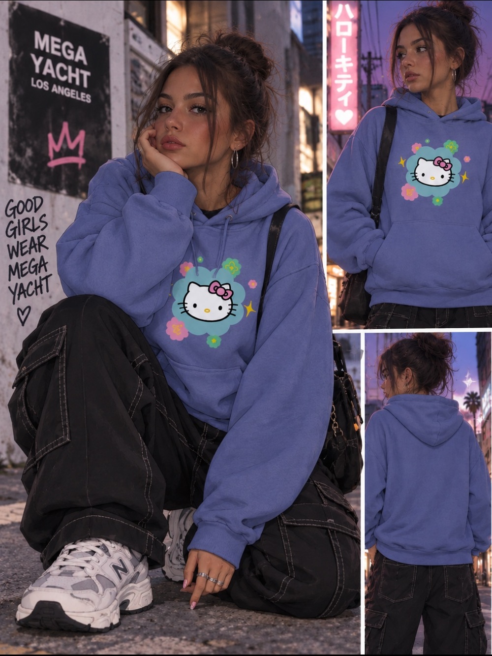 Mega Yacht Hello Kitty Hoodie Streetwear Kawaii Anime